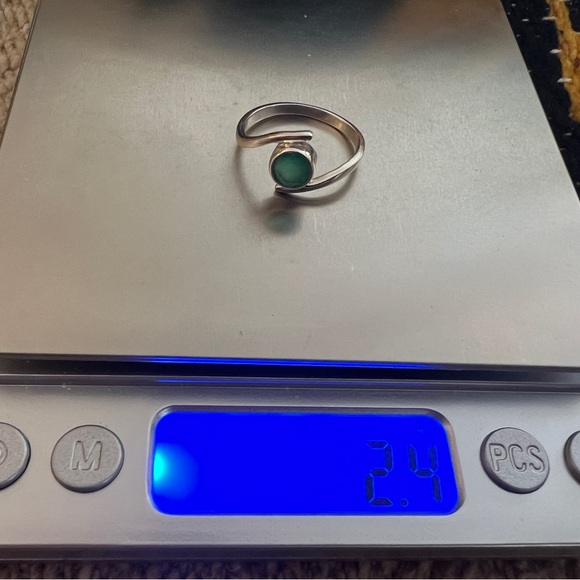 ❤️ Green Onyx Sterling Silver 925 Bohemian Modernist Hippie Style Ring Size 8.75 - Picture 7 of 11